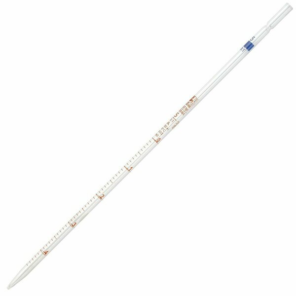 Globe Scientific Pipette, Serological, Globe Glass, Reusable, 5mL, Class A, 0.1 Graduations, Blue Band, 6PK 8500005